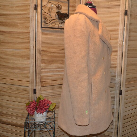 Dudley Stephens S Camel Conyers Double Breasted Sherpa Fleece Jacket - Picture 4 of 9